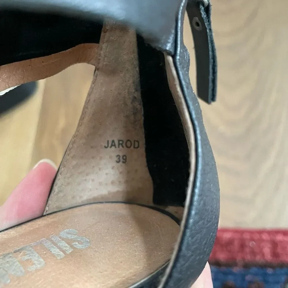 Anthropologie Silent D Leather Shooties Open Toe Block Heel $170 39 8.5